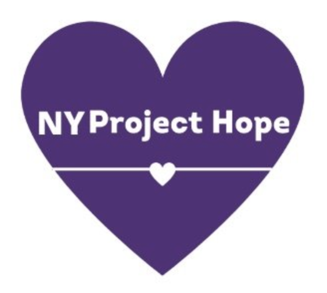 New York Project Hope logo, purple heart 